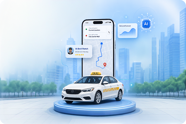 AI-powered taxi app features